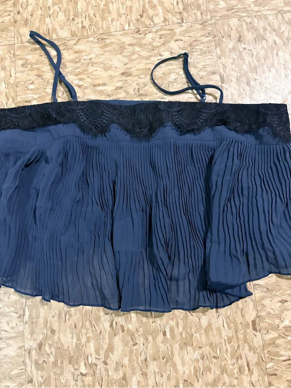 Y2K Free People Intimately Dark Navy Pleated Cami - Image 3