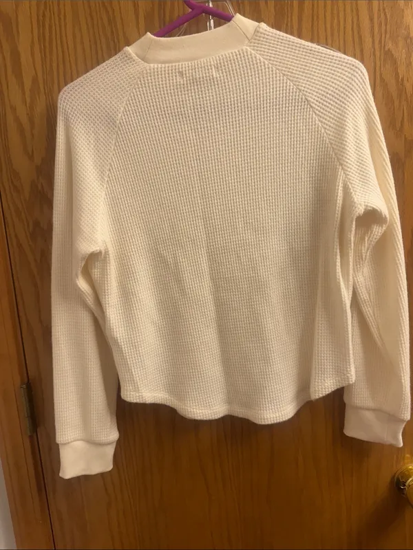 Madewell Cream Waffle Mock-Neck Pullover - Image 4