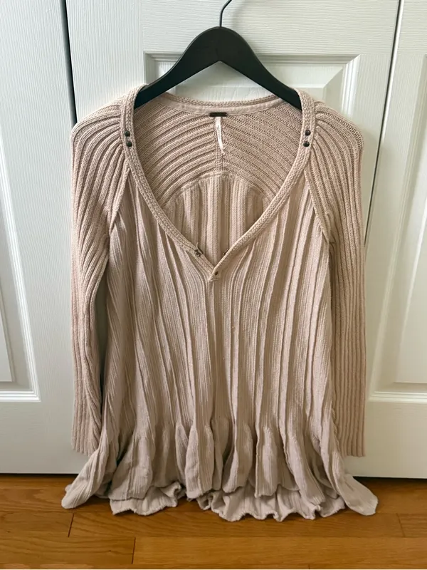 Free People Ribs and Ruffles Top in Pink - Image 2