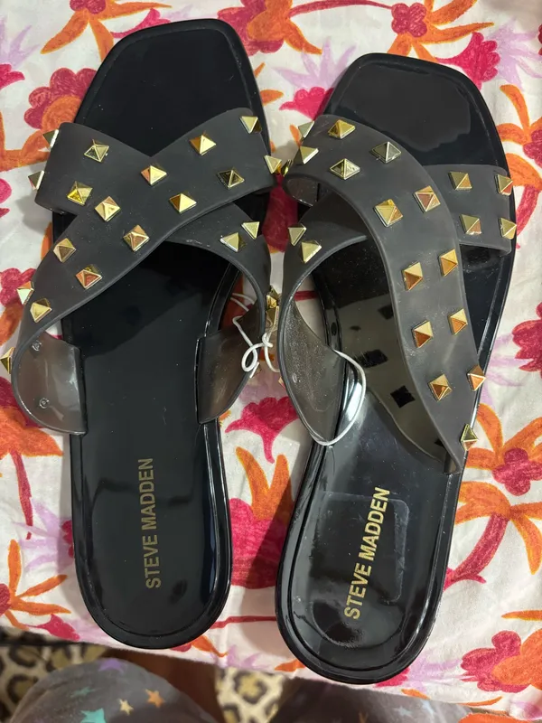 Steve Madden Black Studded Crossband Slide Sandals✨NWT - Image 2