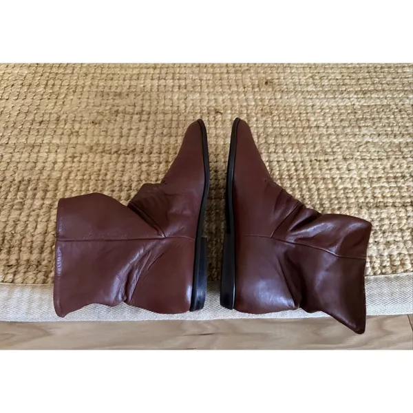 Vintage Nine West Dinah Soft Leather Slouch Ankle Boots Brown Minimalist - Image 4