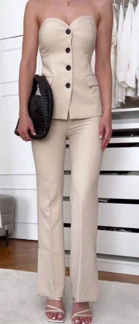 ZARA Cream Beige Wide Leg High Waisted Soft Pants - Image 8