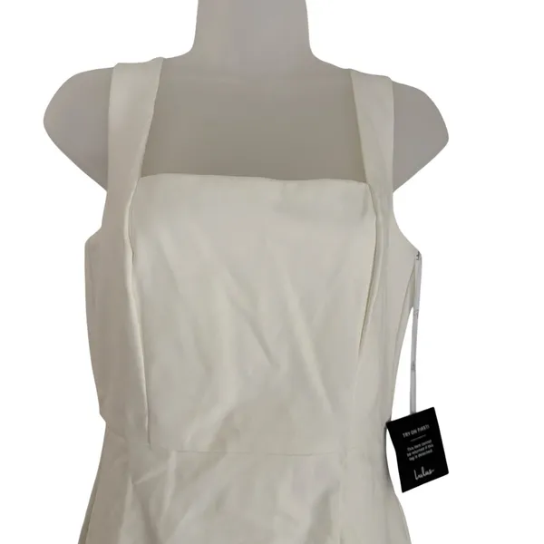Lulu's Baby You’re The One White Sleeveless Bodycon Midi Dress Lined Bridal - Image 5