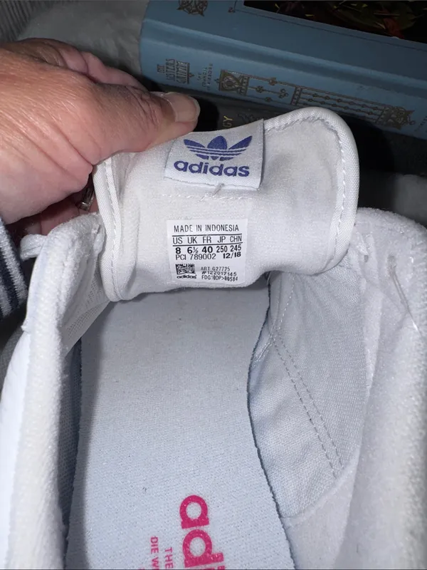 adidas 80’s Continental Shoes with Navy Stripe and Pink Logo - Image 8