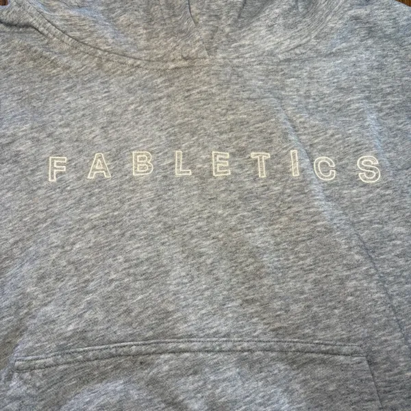 Fabletics Embroidered‎ Hoodie Gray Sweatshirt Womens Medium Athletic Activewear - Image 2