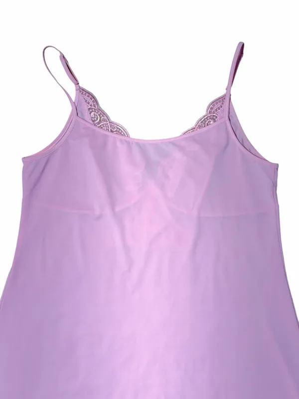 Vintage Y2K Pink Lace Trimmed Slip Dress Womans M - Image 5