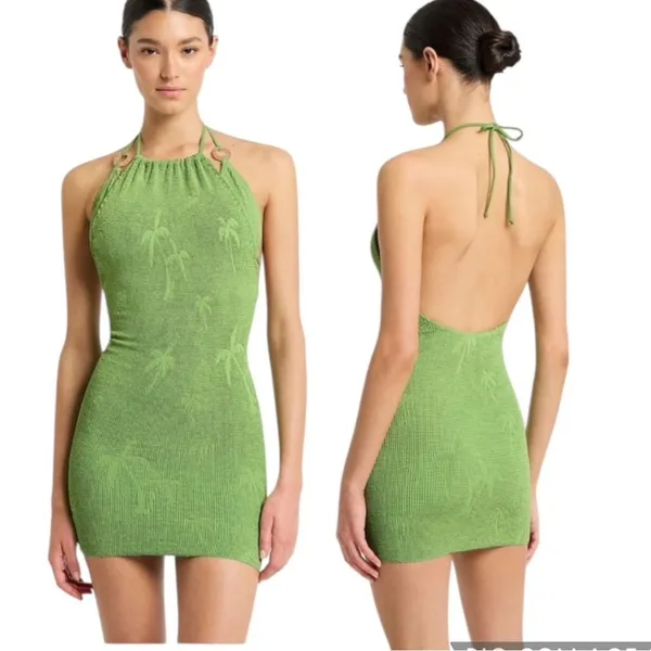 NEW Bond-eye The Imogen Body-Con Cover Up Minidress Matcha Palm Green One Size - Image 12
