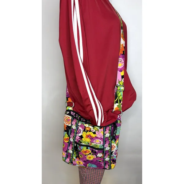 Vera Bradley Rhythm and Blues Quilted Floral Crossbody Bag Purple Pink Orange - Image 2