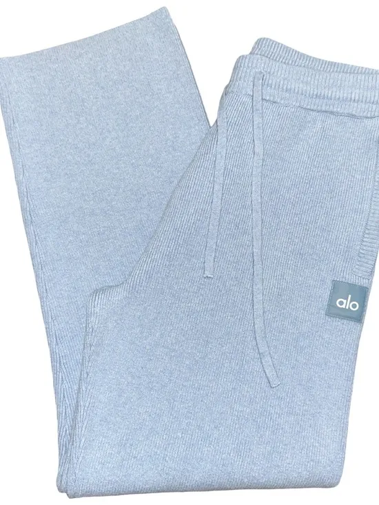 ALO Yoga Women’s Size XL Light Blue Ribbed Sweater Knit Pull On Pants - Image 2
