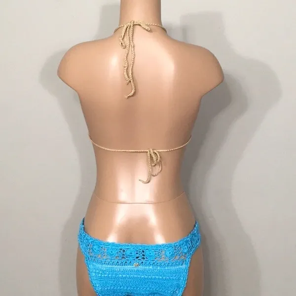 PILYQ Romance & blue crochet bikini set.M-top/L-bottom NWT - Image 5