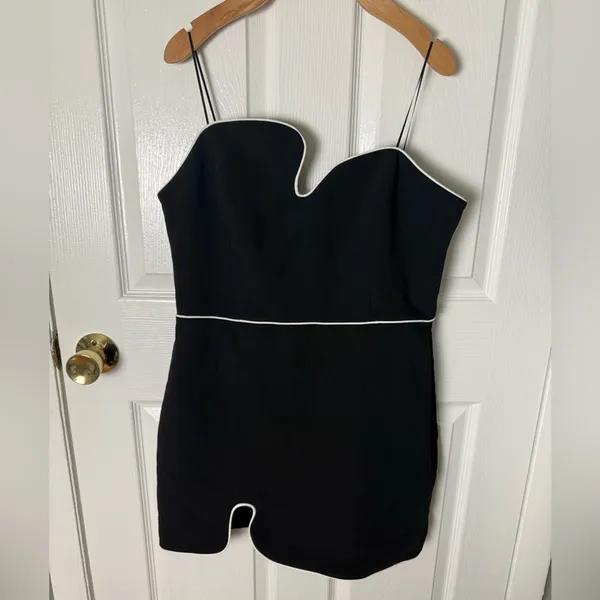 Amanda Uprichard Strapless Puzzle Mini Dress Black / White XL - Image 3