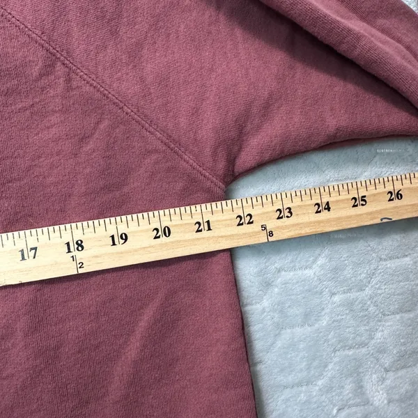 Pact Cropped Sweatshirt Burgundy Raglan Sleeve Raw Hem Organic Cotton Size L - Image 6