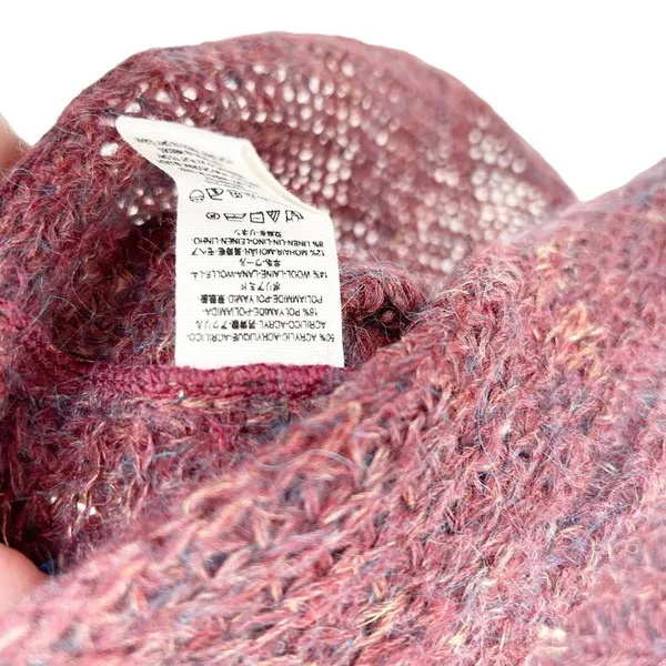 Free People Maroon Wool Linen Mohair Blend Shirt Sz S - Image 6