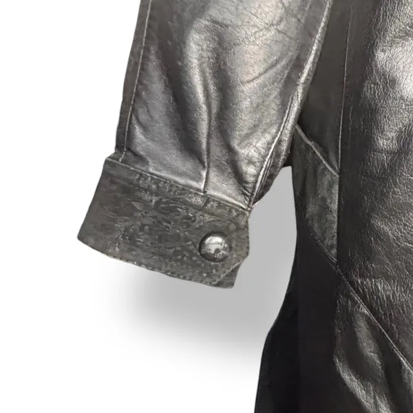 Vintage Wilsons Leather Black Trench Coat Thinsulate‎ Insulated Medium Longline - Image 11