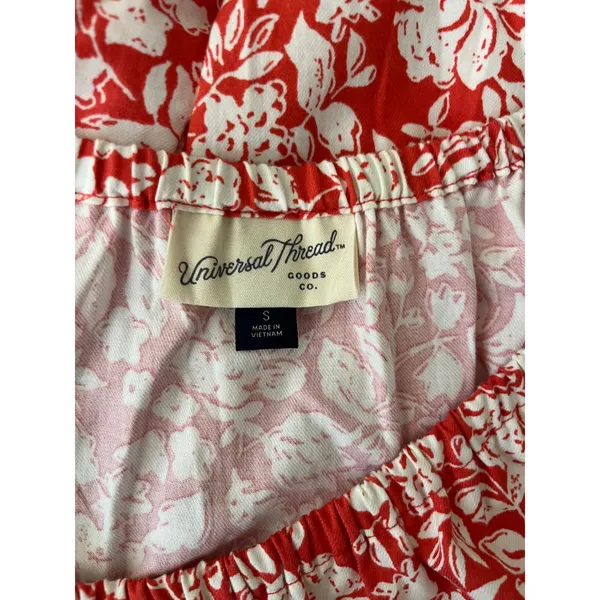 Universal Thread Red Floral Maxi Dress Cut Out Back Slit Cottagecore Sundress S - Image 4