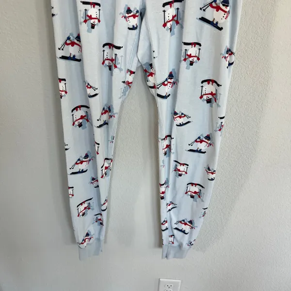 Hanna Andersson Women’s Blue Snowman Christmas Winter Pajamas Set Size Medium - Image 4