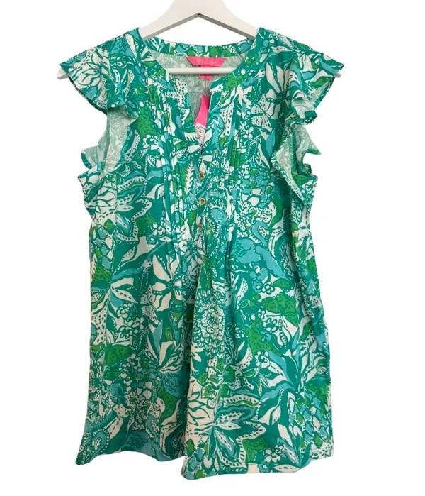 Lilly Pulitzer NWT botanical green ruffled top size small - Image 8