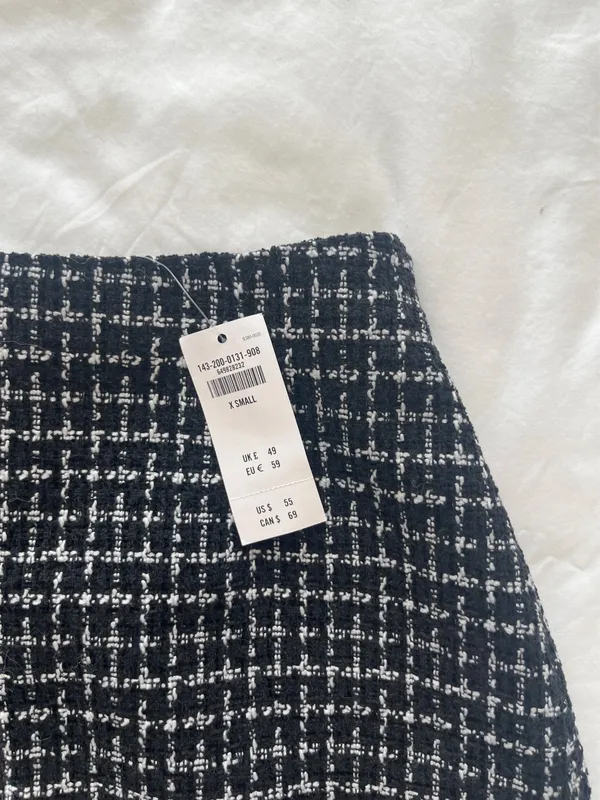 Abercrombie Tweed Skirt Mini Black White - Image 2