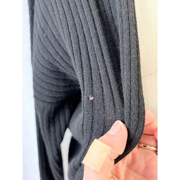 Autumn Cashmere Black 100% Cashmere Ribbed Draped Cardigan Size Large - Image 6
