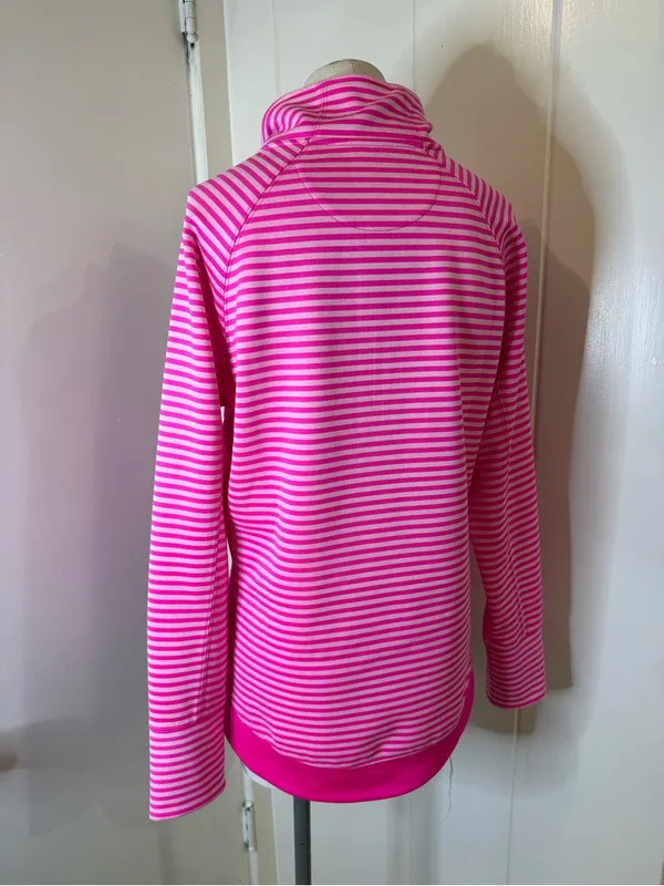 Vineyard Vines Pink and White Striped Half-Zip Pullover Sz L - Image 3