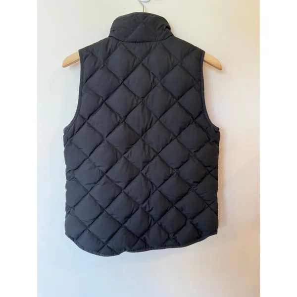 J.Crew Black Full Zip Quilted Vest Flap Front Pockets Women's Small Preppy - Image 3