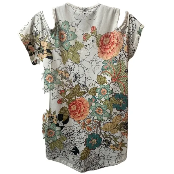 Gaze Women’s Floral Cold‎ Shoulder Top Size Large - Image 2