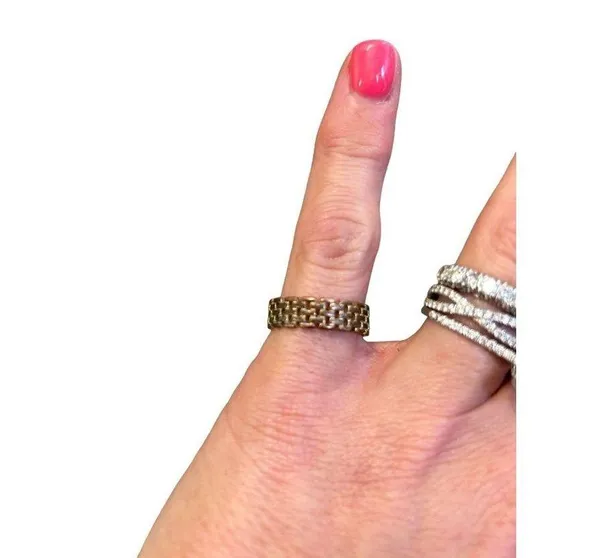 Shashi Linked Band Ring Gold Womens Size 6 - Image 5