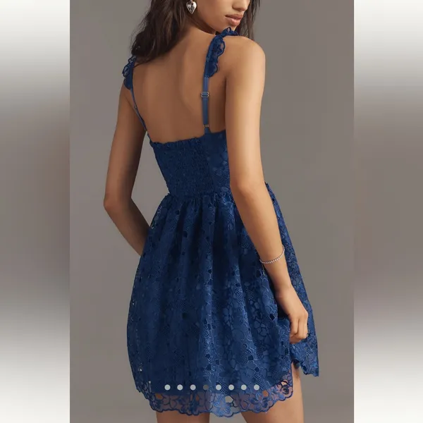 Anthropologie Sleeveless Sweetheart Lace Mini Dress - Image 4