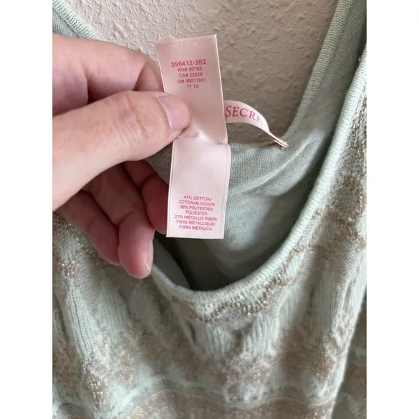 Victoria's‎ Secret Sage Green Pointelle Knit Maxi Dress Sleeveless M - Image 4