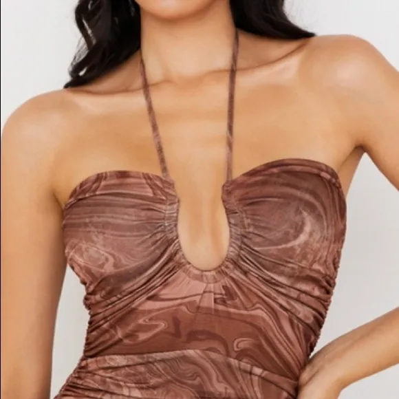 House of CB Brown Swirl Mini Dress - Image 7