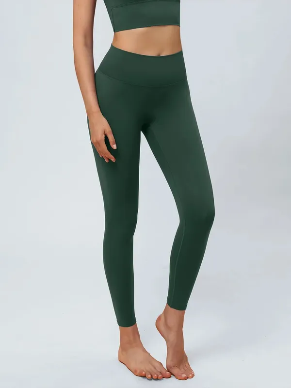 Berlook Activewear High-Waist Forest Green Seamless Leggings 24” - Image 3