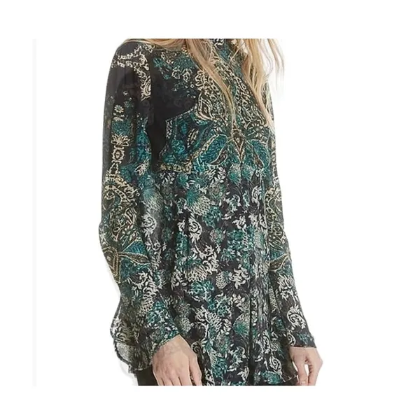 Free People XS Lady Luck floral paisley bell sleeve tunic dress TLS1 3479 - Image 12