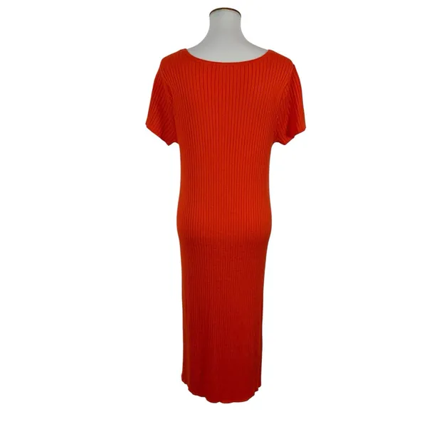 Madison Hudson Dress XL Orange Maxi Short Sleeve Knit Casual Resort - Image 6
