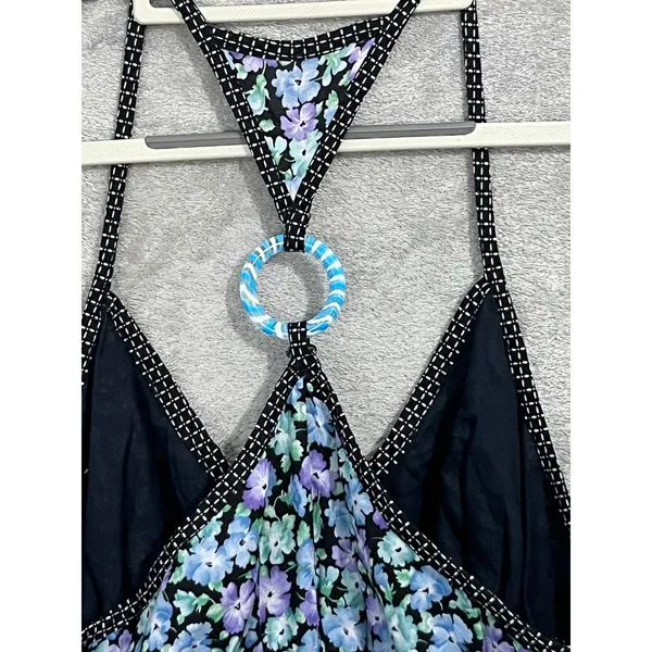 Free People Tank Top Size Small Blue Floral Babydoll Beachy Coastal Summer - Image 6