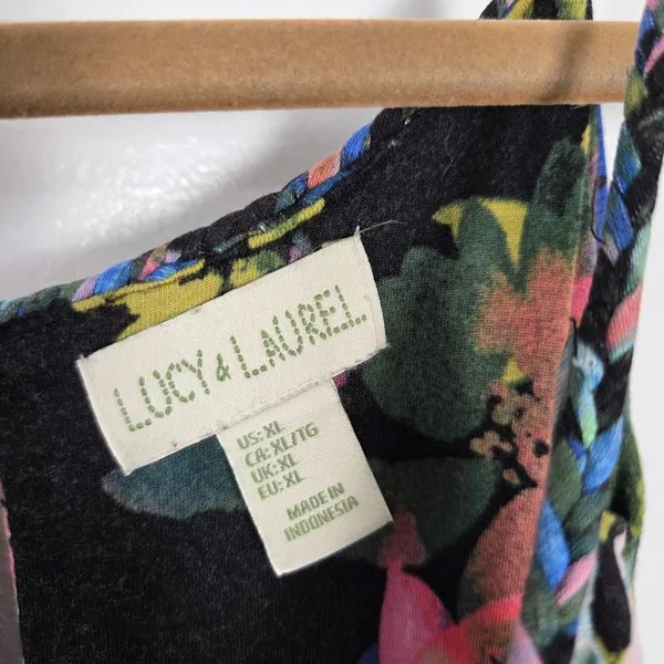 Lucy & Laurel Floral Maxi Dress Watercolor Sleeveless Vacation Braided XL - Image 10