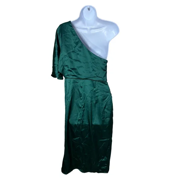Cupshe‎ Emerald Green Satin One Shoulder Ruched Cocktail Dress Medium NWT - Image 7