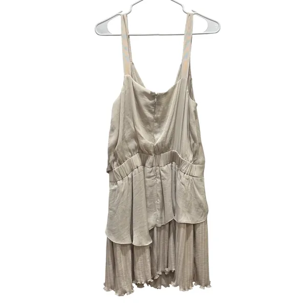 NEW‎ Anthropologie Mini Dress SIZE L Ivory Pleated Wrap Twisted Waist Bridal - Image 9