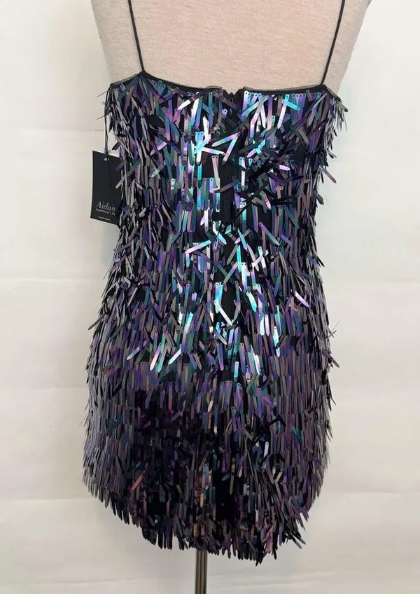 NWT Aiden Mattox Sequin Flapper Cocktail Mini Dress Multicolored Party Dress - Image 3