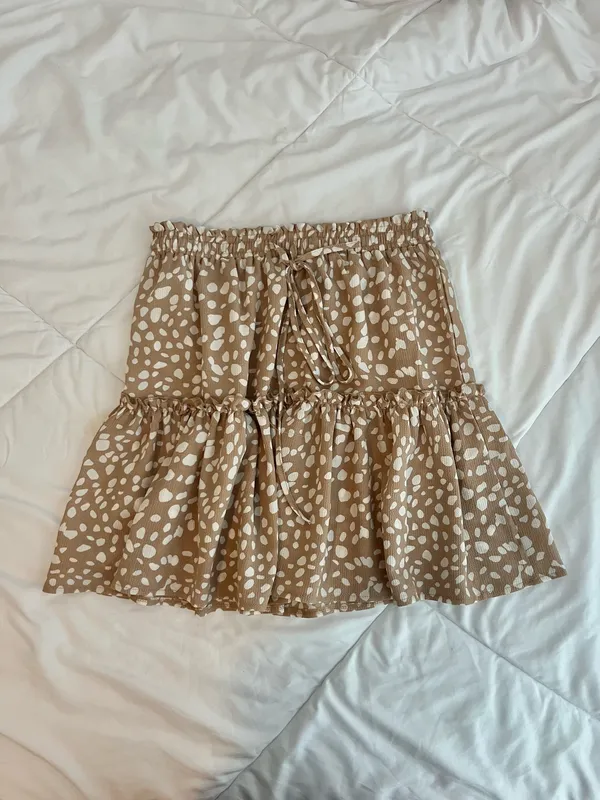 Ruffle patterned mini skirt Brown Size M - Image 2
