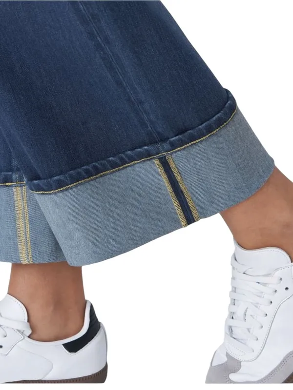 Halara Flex High Waisted Pockets Rolled Hem Wide Leg Washed Casual Jeans Size XS - Image 3