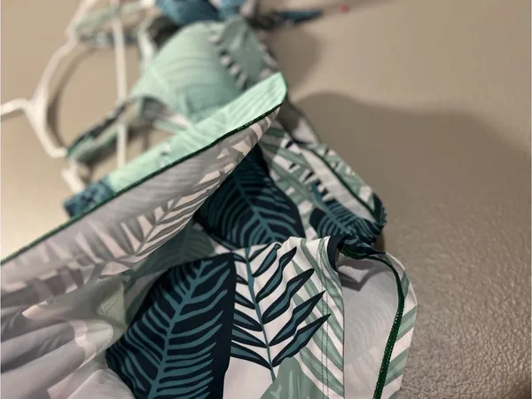 Tropical Palm Leaf Bikini Set Swim Skirt High Waisted Mint Green Large Fits M/S - Image 4
