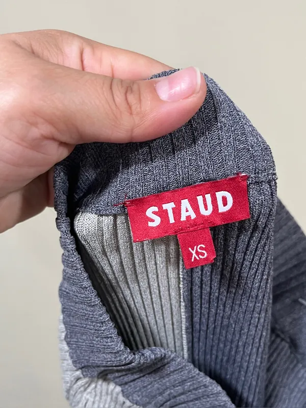 STAUD Milton Colour-block Ribbed-knit pants size XS trousers EUC grey - Image 7