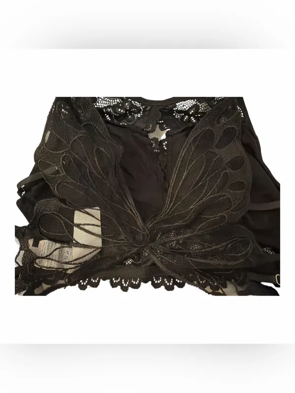 black butterfly-shaped back bralette and panty set NWOT - Image 4