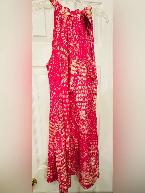 SHEIN Hot Pink Printed Halter sundress or Swim Cover-Up - Image 2