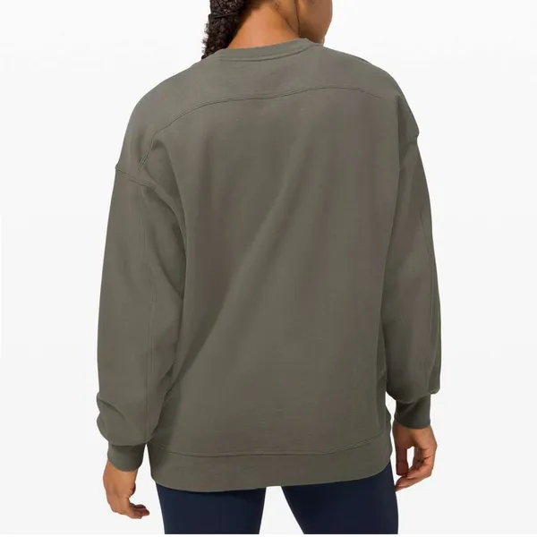 Lululemon Perfectly Oversized Crew Crewneck Sweatshirt Cotton Terry Army Green - Image 3