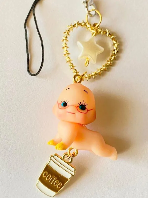 Handmade Kawaii retro y2k baby kewpie doll unisex phone strap/accessory/keychain/bag charm/display👼💚 - Image 2