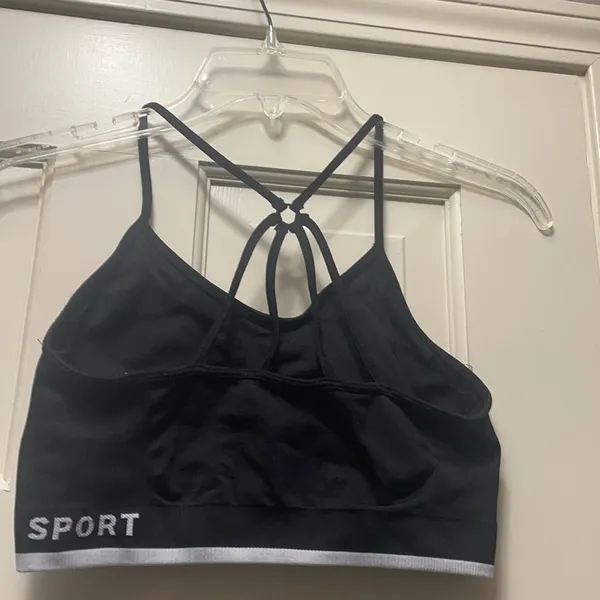 DKNY Sport Womens Black Strappy Seamless Low-Impact Padded Sports Bra Si… #7 - Image 6