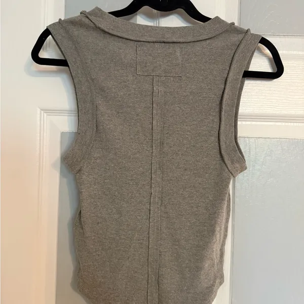We The Free Late Sleeveless Ribbed Tank Top - Gray - Image 3