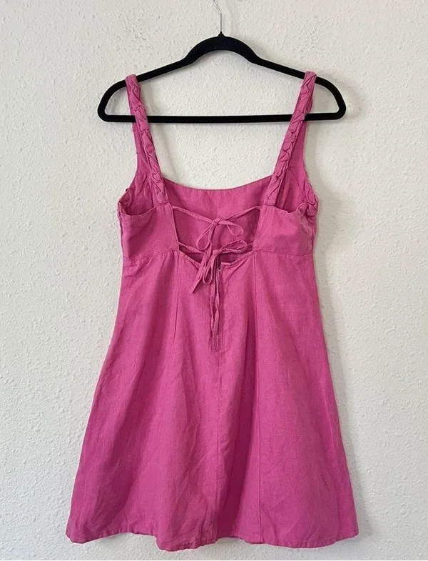 Zara Pink Linen Blend Mini Dress NEW Size Medium - Image 7