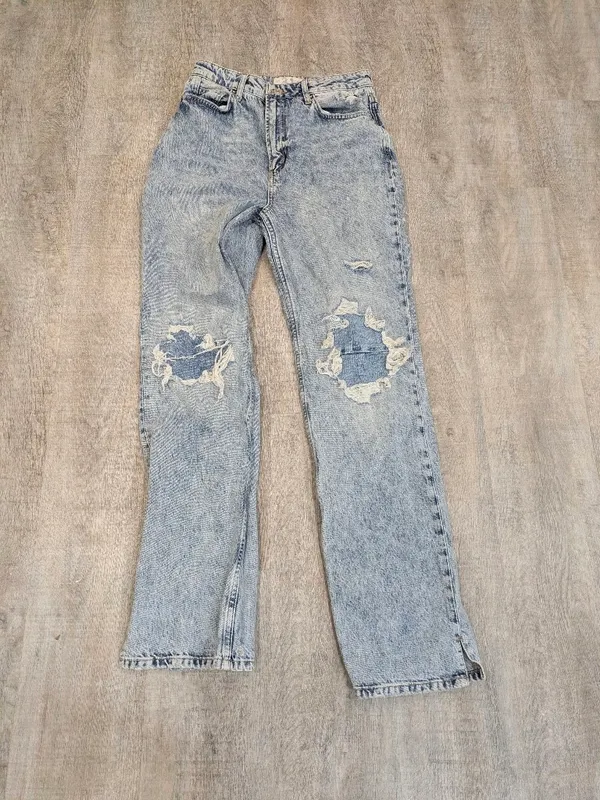 We The Free My Own Lane High Rise Distressed Aid Wash Straight Leg Jeans 31 - Image 3